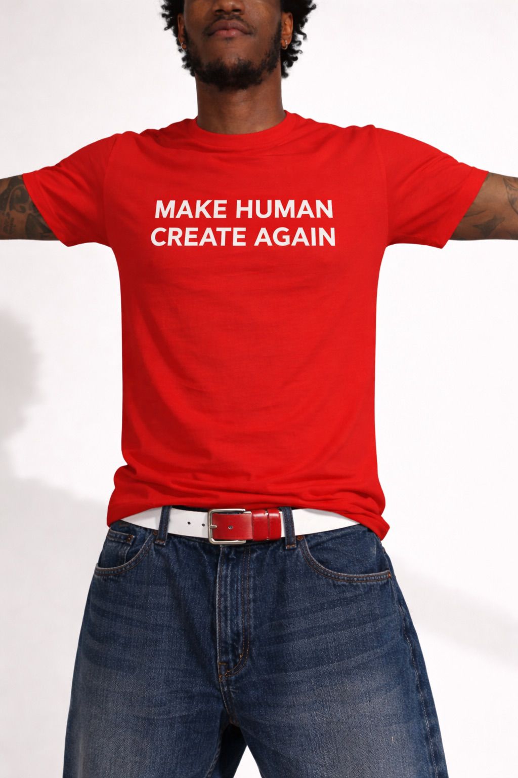 MAKE HUMAN CREATE AGAIN Red T-Shirt